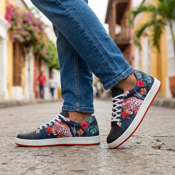 Tenis estampados Leopardo hechos a mano en Colombia