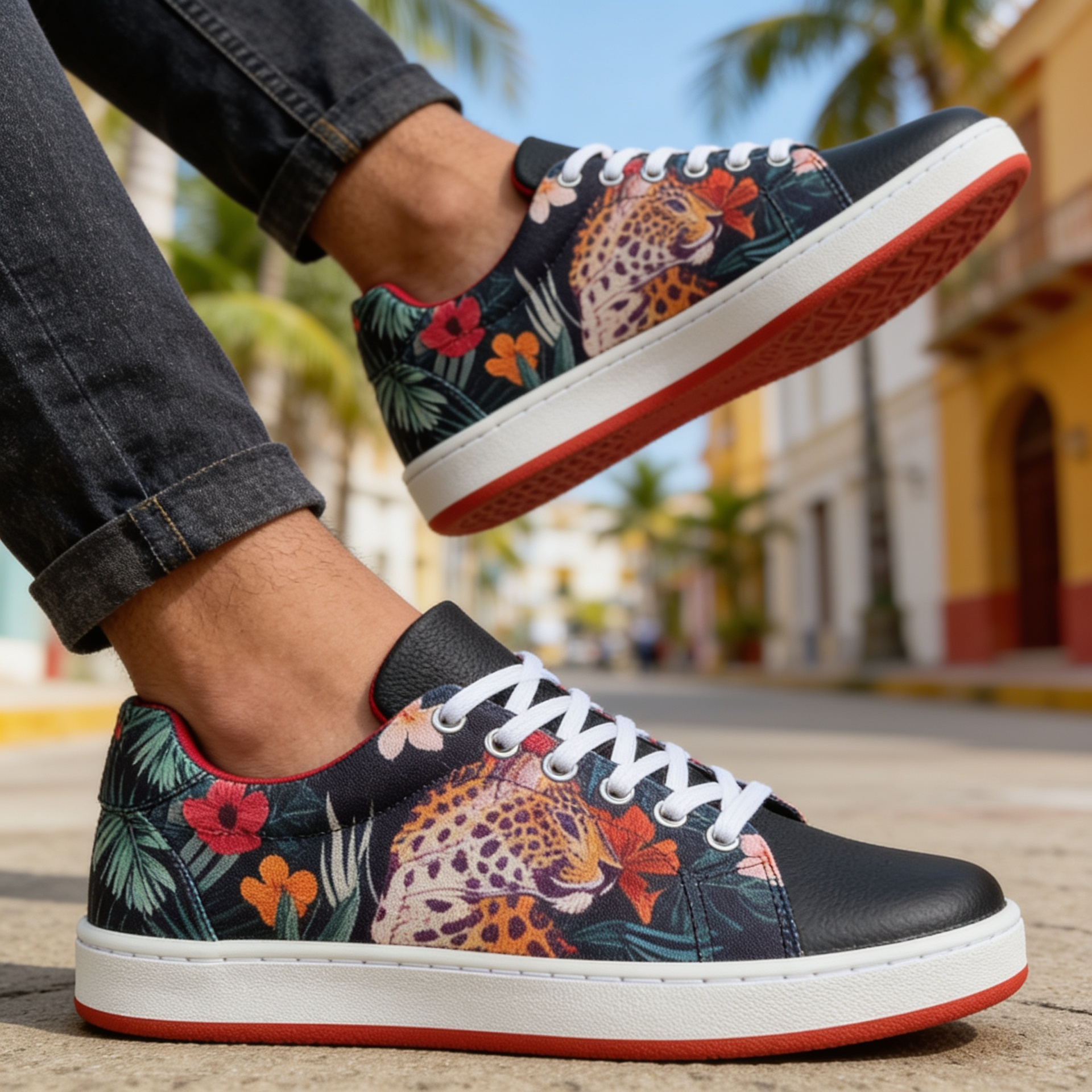 Tenis estampados Leopardo hechos a mano en Colombia — vista 3