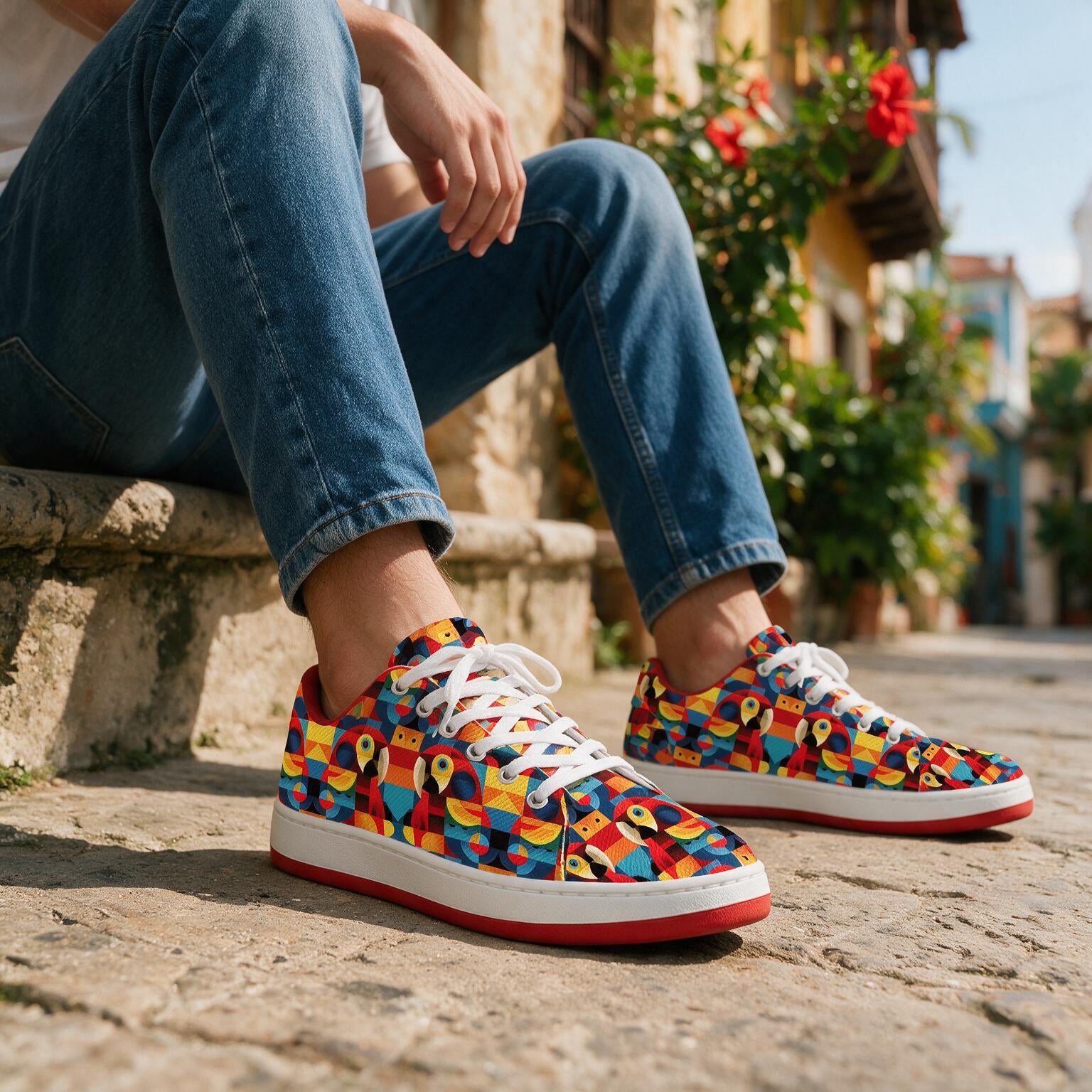 Tenis estampados Mosaico Tropical hechos a mano en Colombia — vista 3