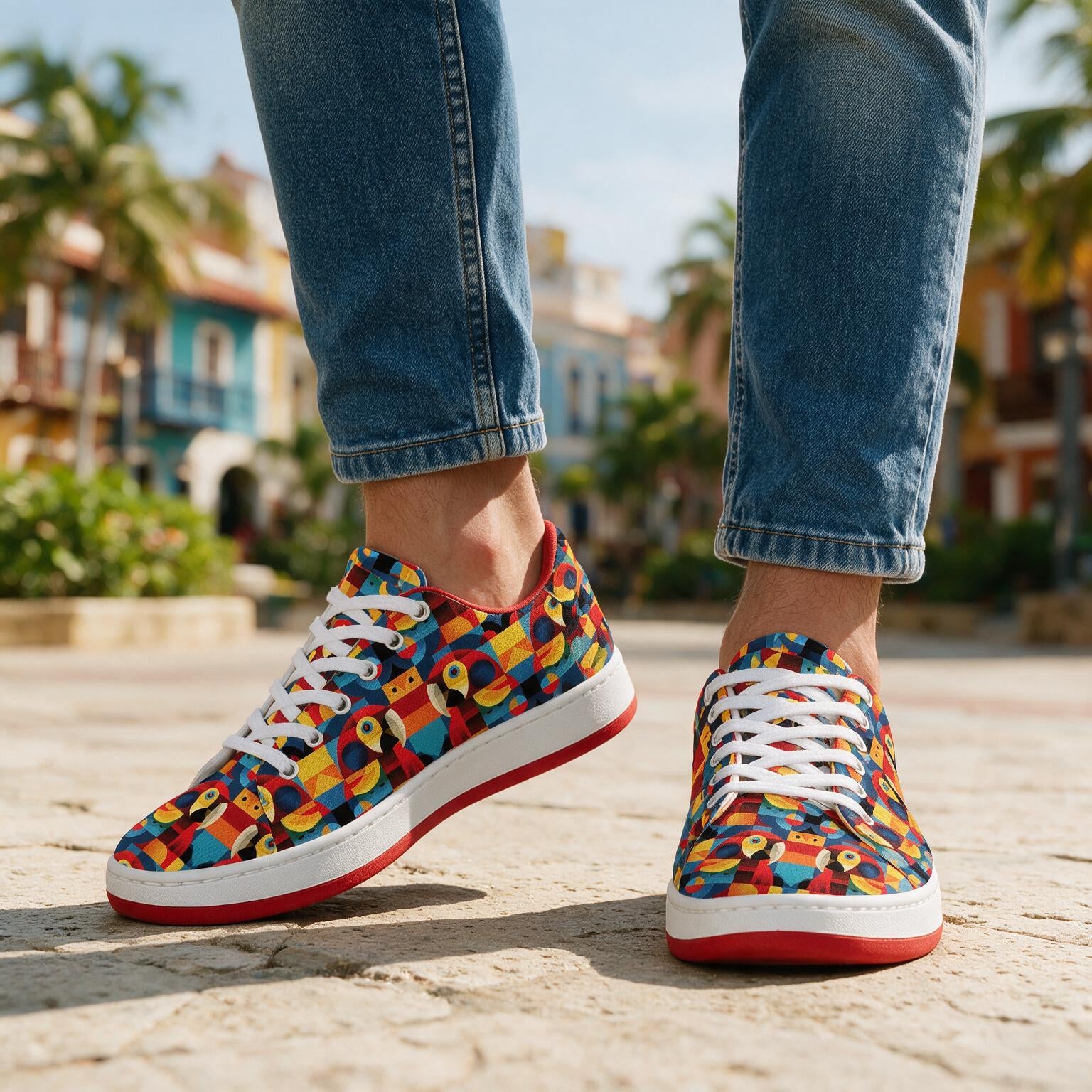Tenis estampados Mosaico Tropical hechos a mano en Colombia — vista 2
